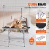 Pet Grooming Table Two Arms with Clamp, 46'' Dog Grooming Station, Foldable Pets Grooming Stand for Medium and Small Dogs