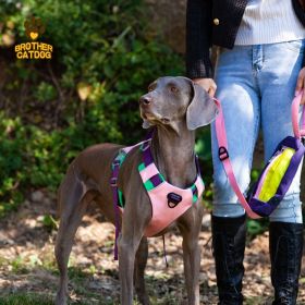 Dog chest Harness & Dog leash (select: AN6-pink-XL)