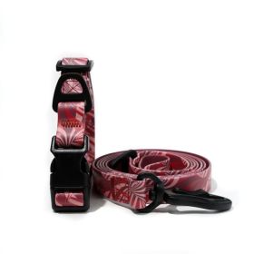 Waterproof UV embossed printing style Leash & Collar set. (Color: Red flame, size: 1.5cm*150cm)