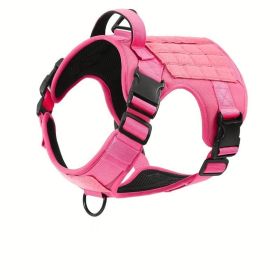 American Local Tactical Service Dog Harness Vest Adjustable Reflective Dog Harness Metal Buckle Hiking Training (Option: Pink-S)
